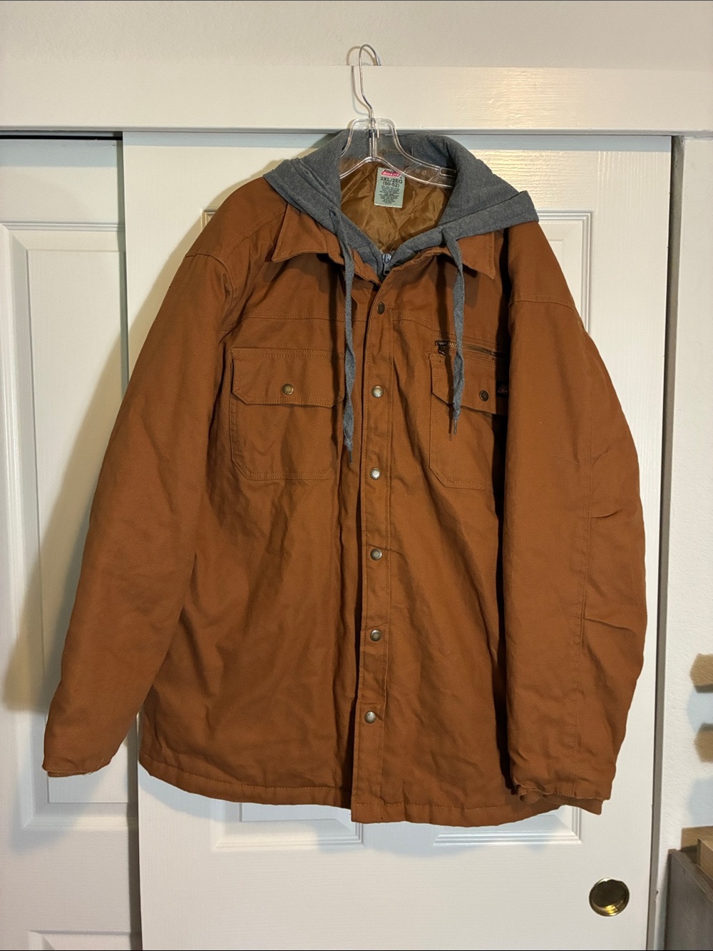 Dickies Brown Work Jacket with Gray Hooded Liner